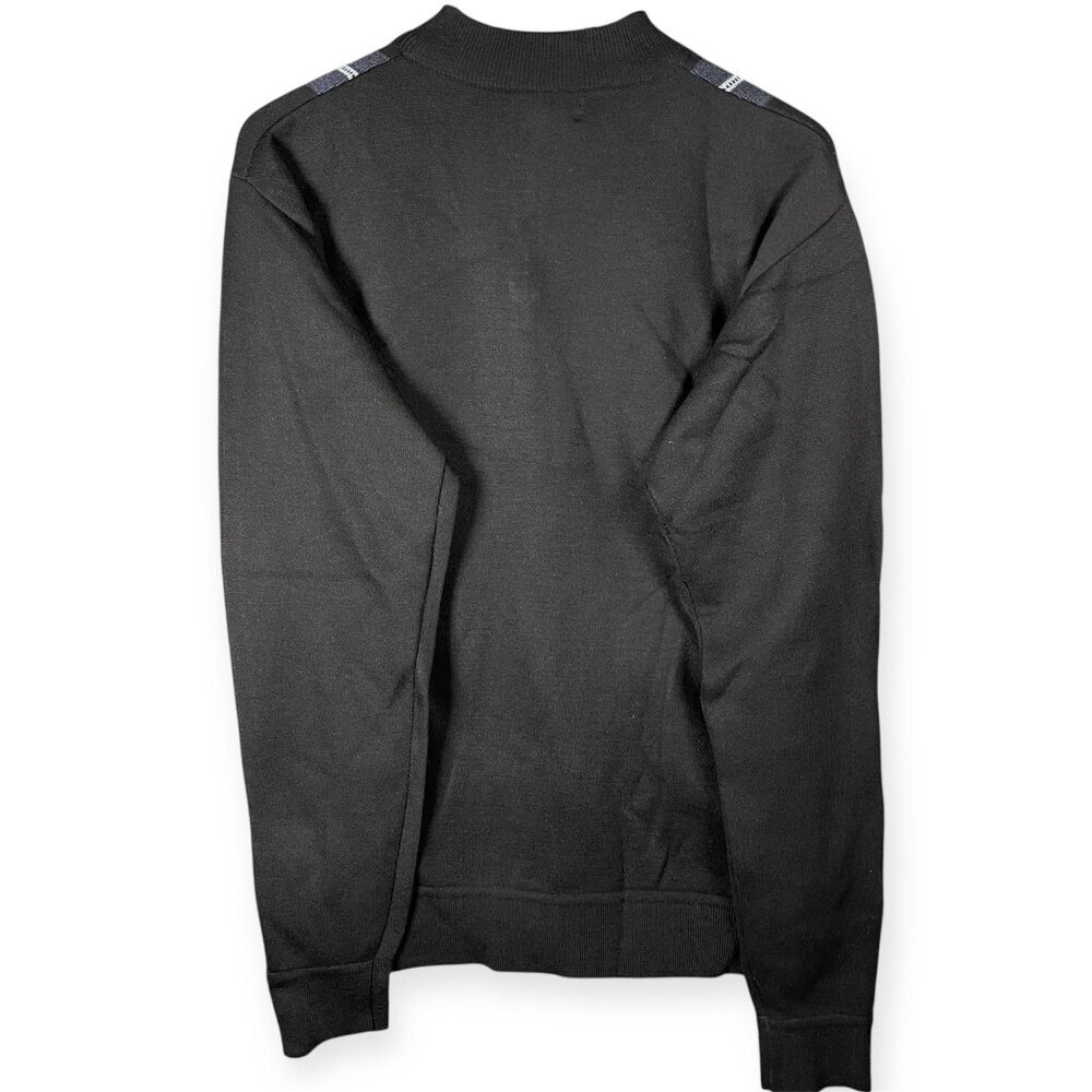 Johnny J 1/4 Zip Pullover Sweater Men's Large Navy Black Mock Neck Warm Knit - Picture 2 of 6